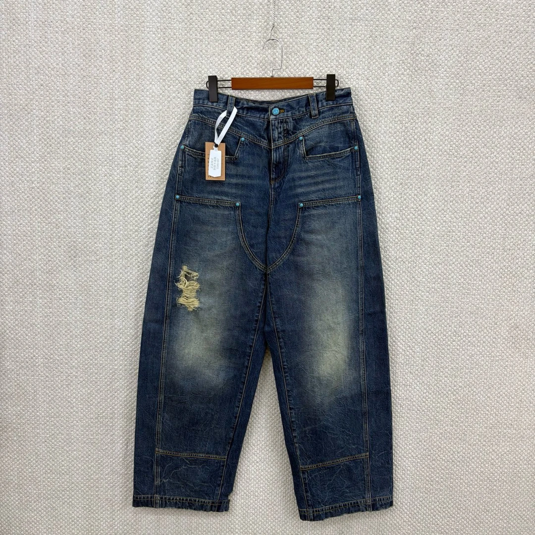 99新 LouisVuitton/路易威登 绿松石水洗拉链侧口袋牛仔裤 30码