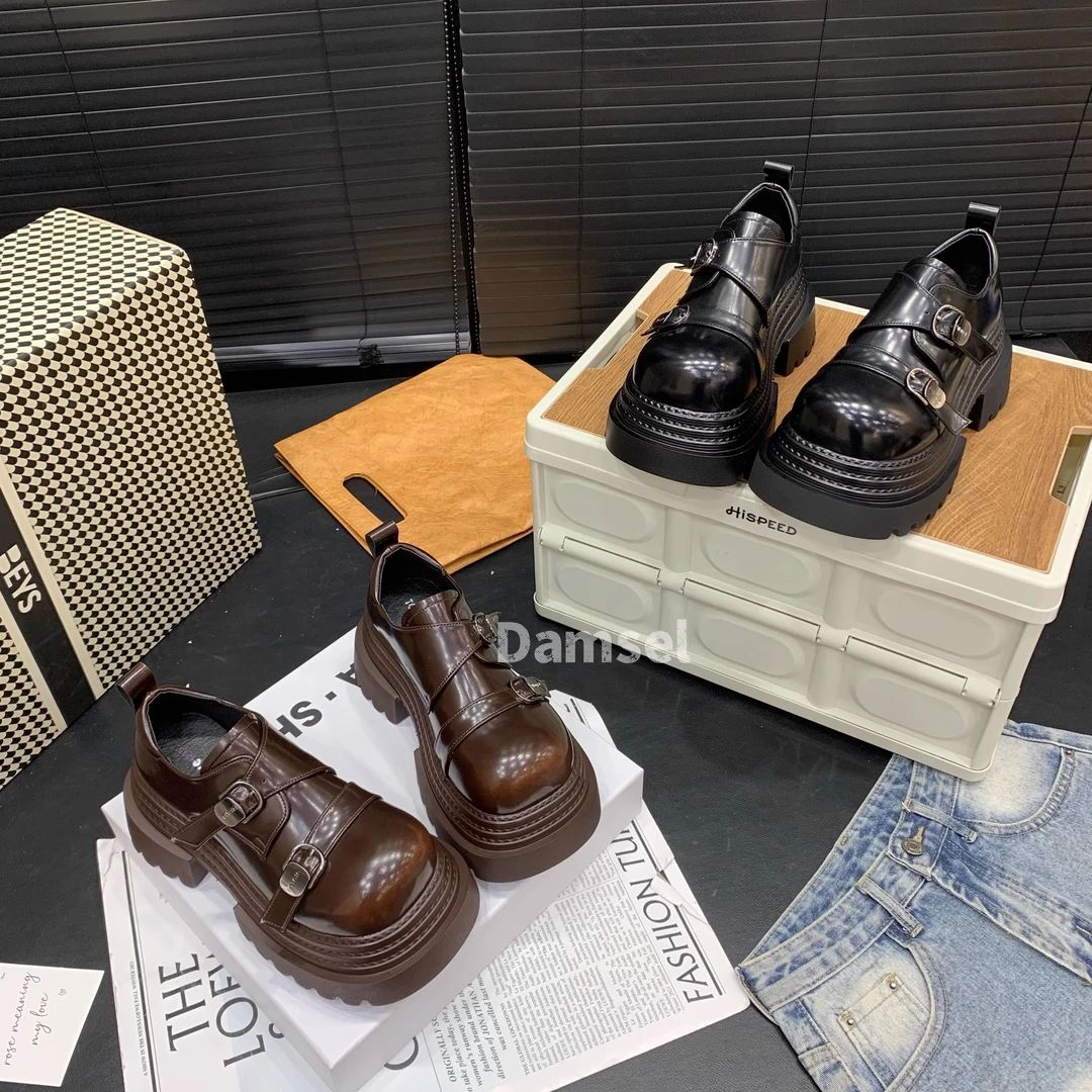 【新疆顺丰包邮】增高女冬季加绒棉鞋厚底增高松糕乐福鞋单鞋K519