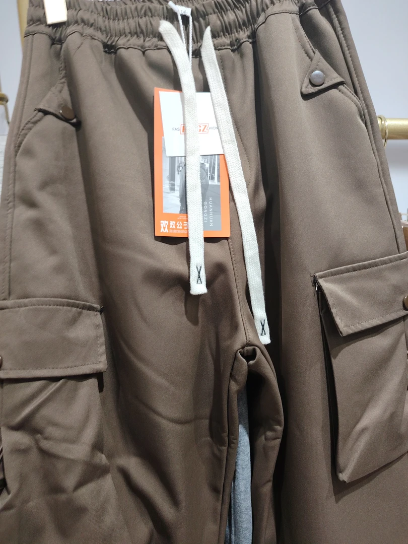 潮免烫微弹力透气口袋长裤休闲裤宽松型水洗常规款