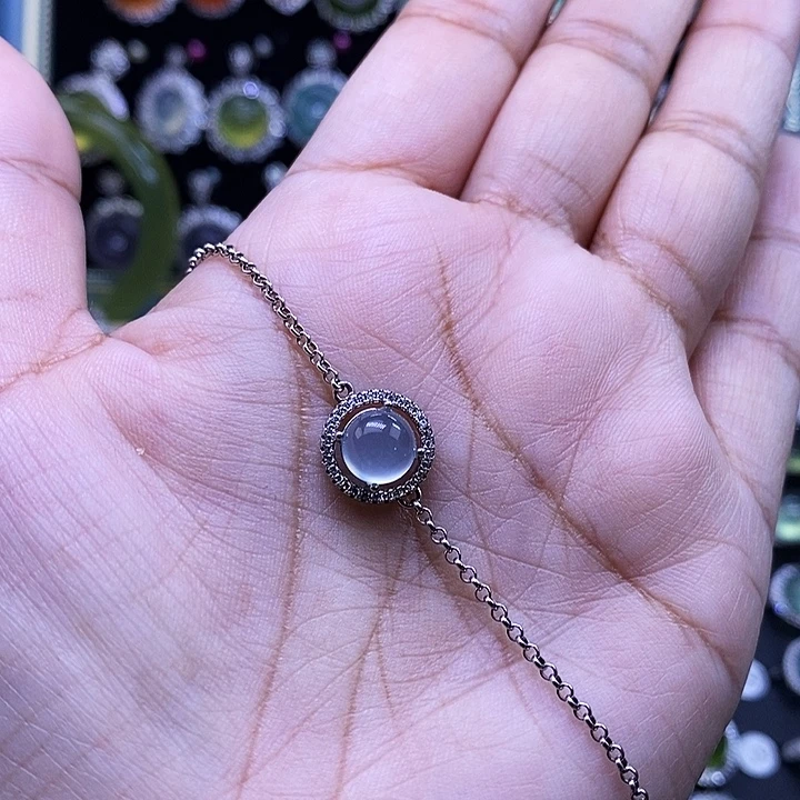 岫玉银S925镶嵌手链手链