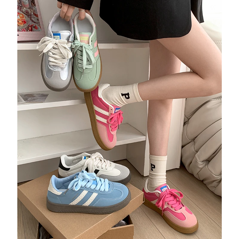 南在南方复古百搭厚底德训鞋女2024新款秋冬增高轻便休闲运动板鞋