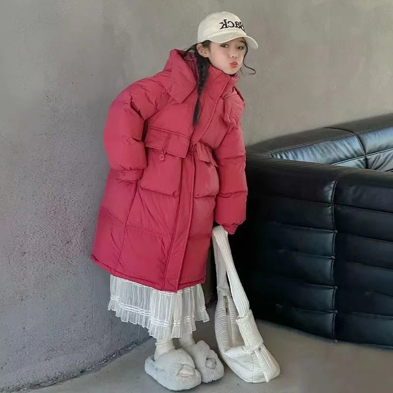 女童棉衣儿童冬季保暖棉服2024新款女孩韩版中长款女孩棉袄洋气