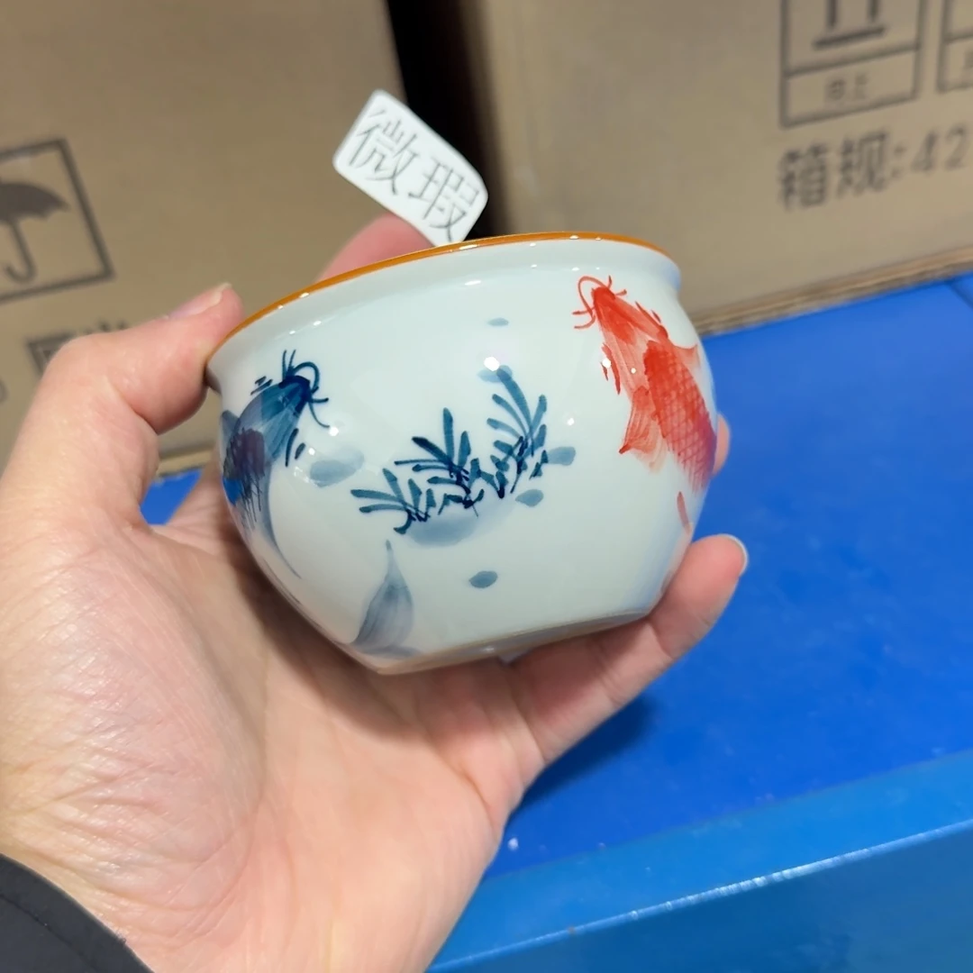 釉下手绘茶具微瑕