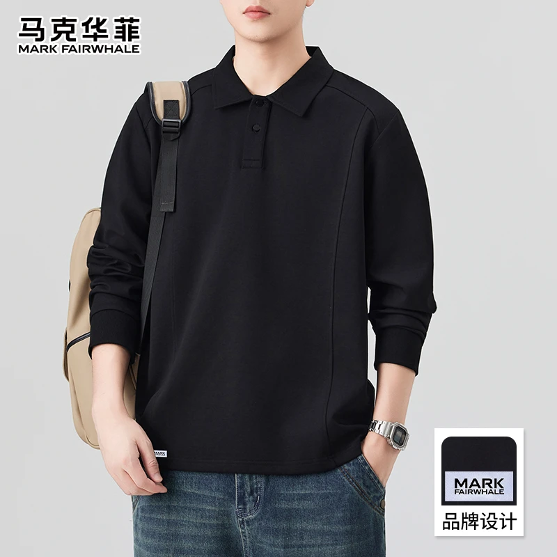 马克华菲美式撞色休闲卫衣男款2025春秋季休闲宽松翻领polo衫上衣