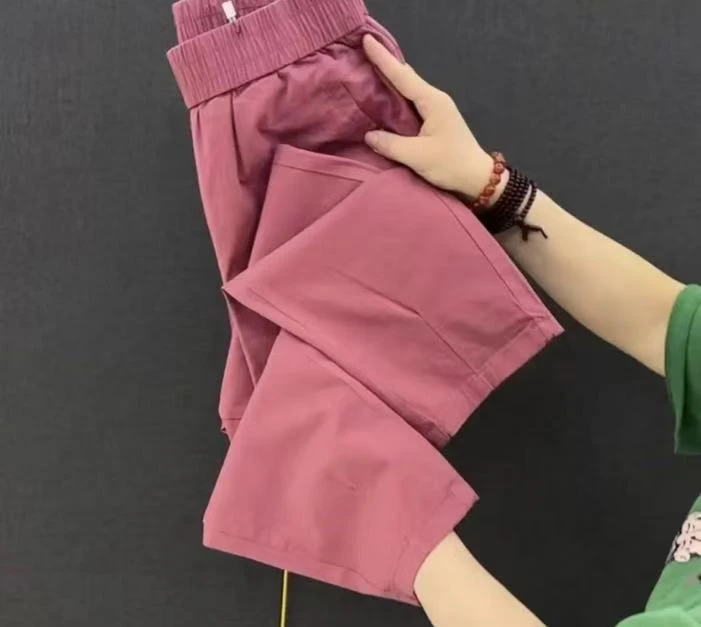 夏季新品潮流百搭松紧腰小个子八分休闲裤