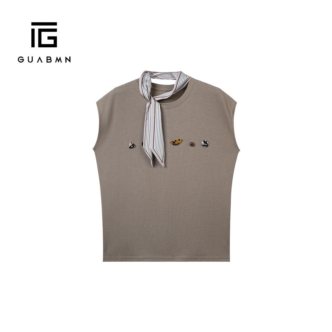 GUABMN2025夏季新品短袖气质时尚针织衫修身显瘦上衣夏日穿搭5388