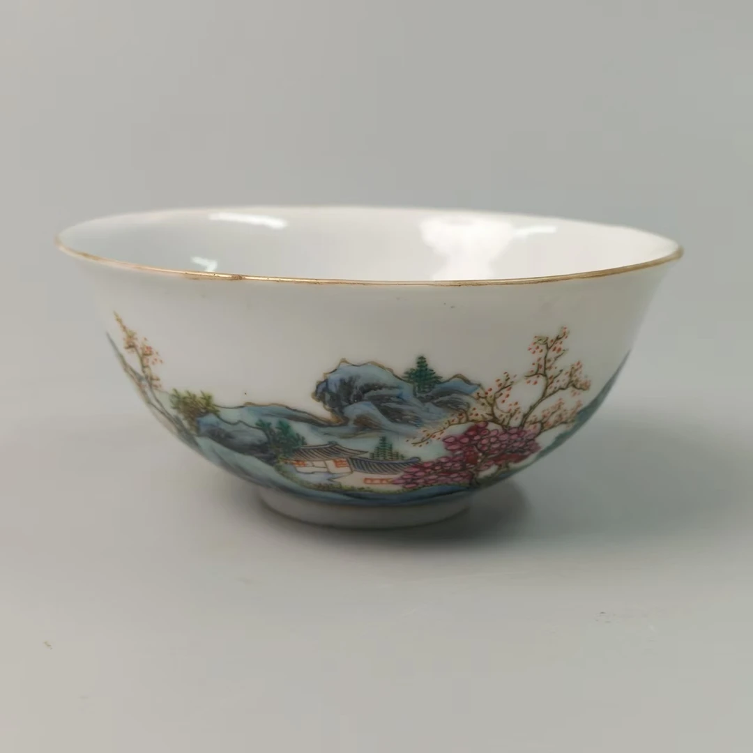 民 粉彩山水碗PP-0008-口径11 高度5