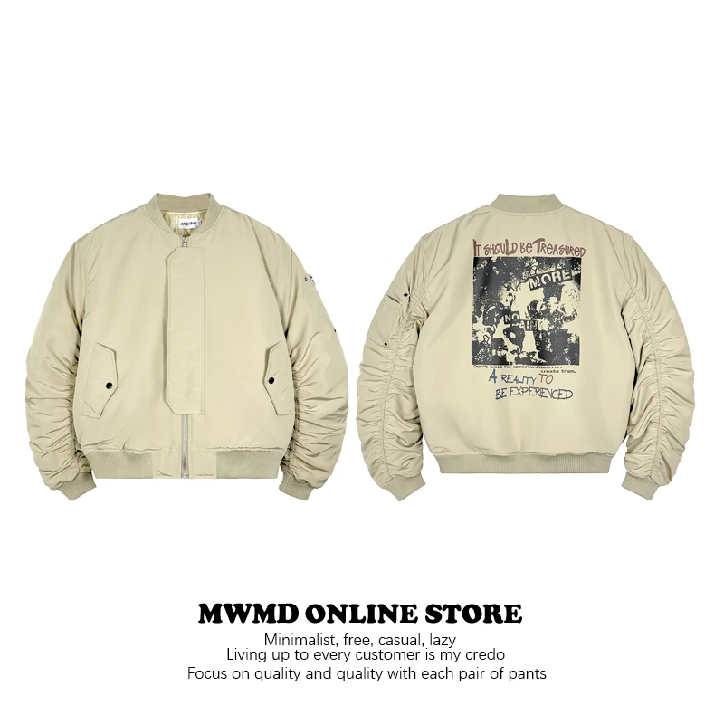 MWMD美式复古MA1飞行夹克棉服男款冬季加绒加厚夹棉棒球服外套男