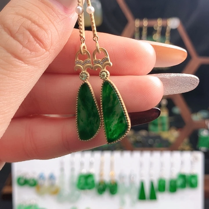 翡翠银S925镶嵌耳饰耳饰