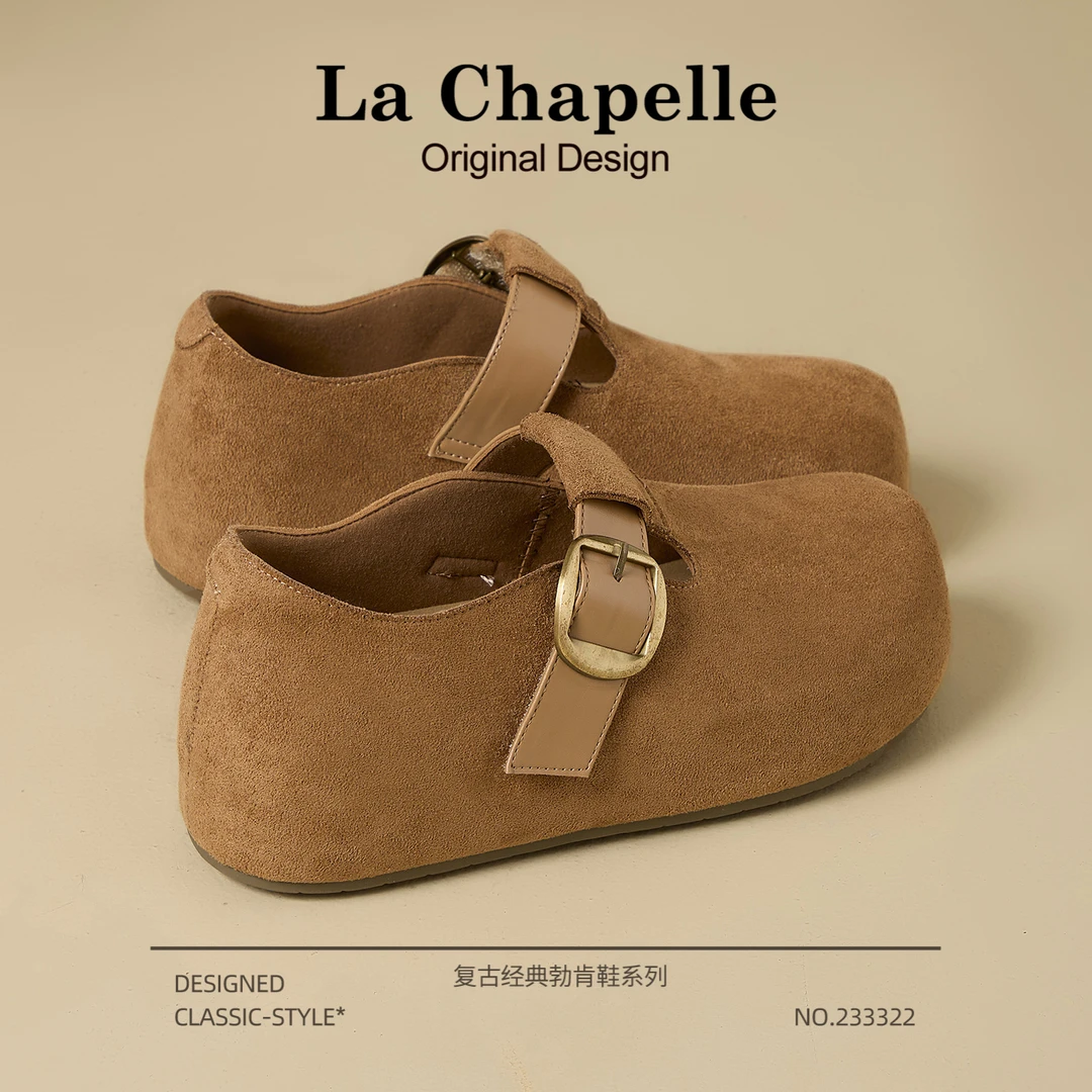 拉夏贝尔复古勃肯鞋女2025秋季新款软底经典穆勒鞋包头休闲乐福鞋