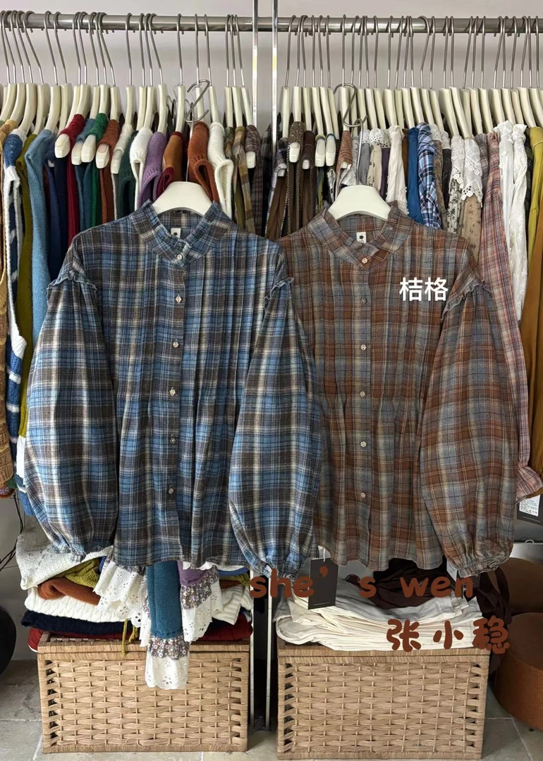 米多多 ZXW#3373#磨毛格格衬衣