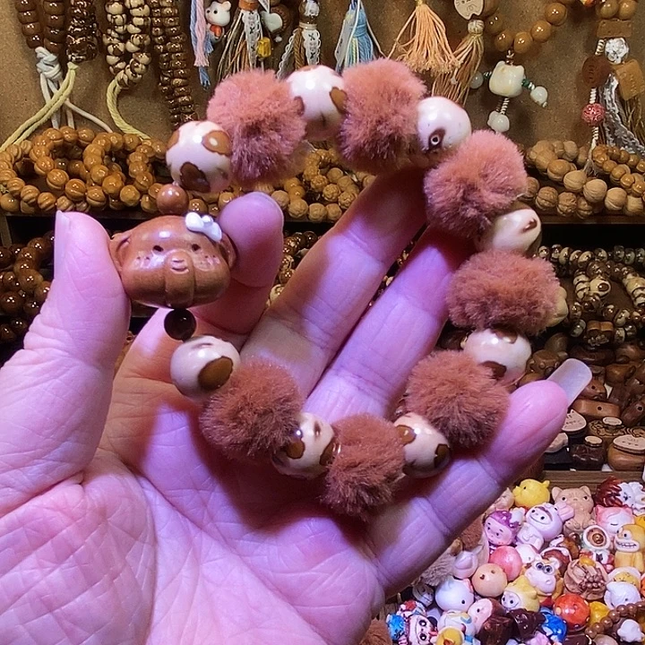 紫金鼠吊坠熊猫紫金鼠毛绒手串