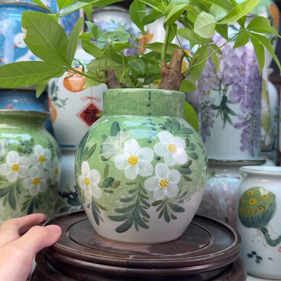 景德镇陶瓷手绘花瓶无孔