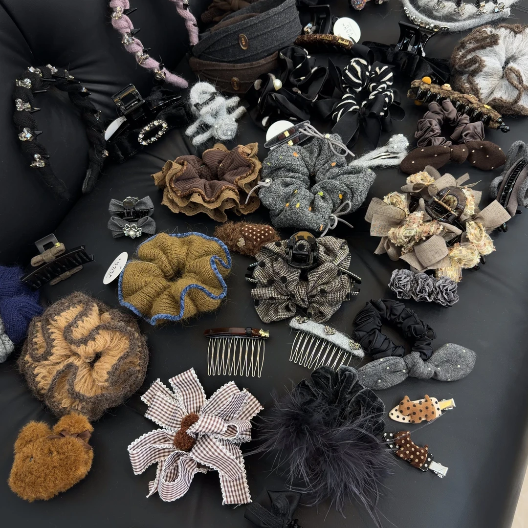 韩系发饰气质百搭蓝色针织大肠发圈女ins风发绳头绳合集