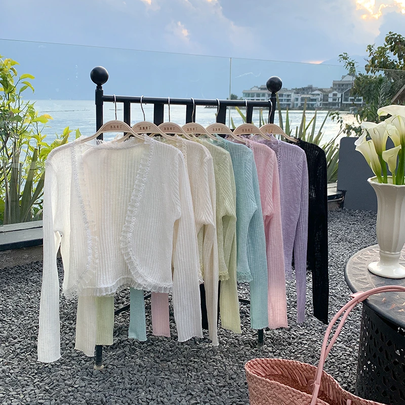 冰冰来了【春日小记】百搭简约蕾丝拼接防晒开衫27037