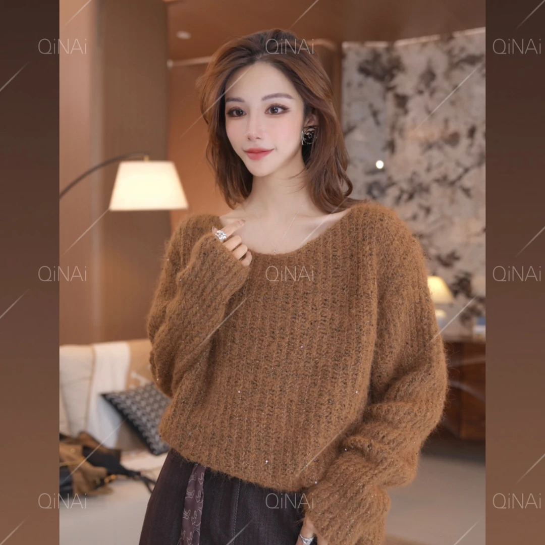 七奈「木秀」小众设计显瘦百搭长袖毛衣QN12954