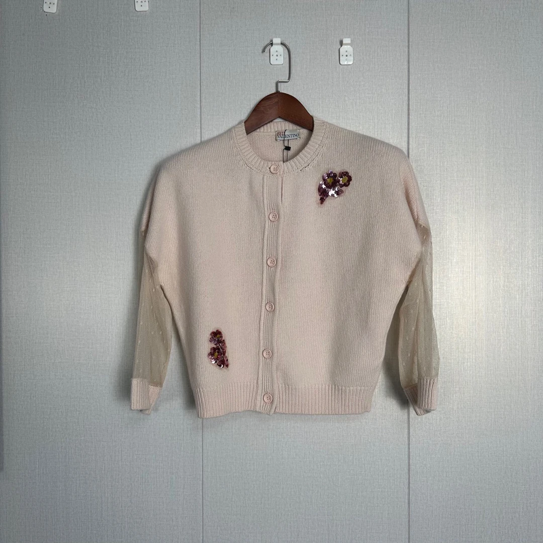 99新 Valentino/华伦天奴 纹纱袖薄款毛衣/S码/98新/10107