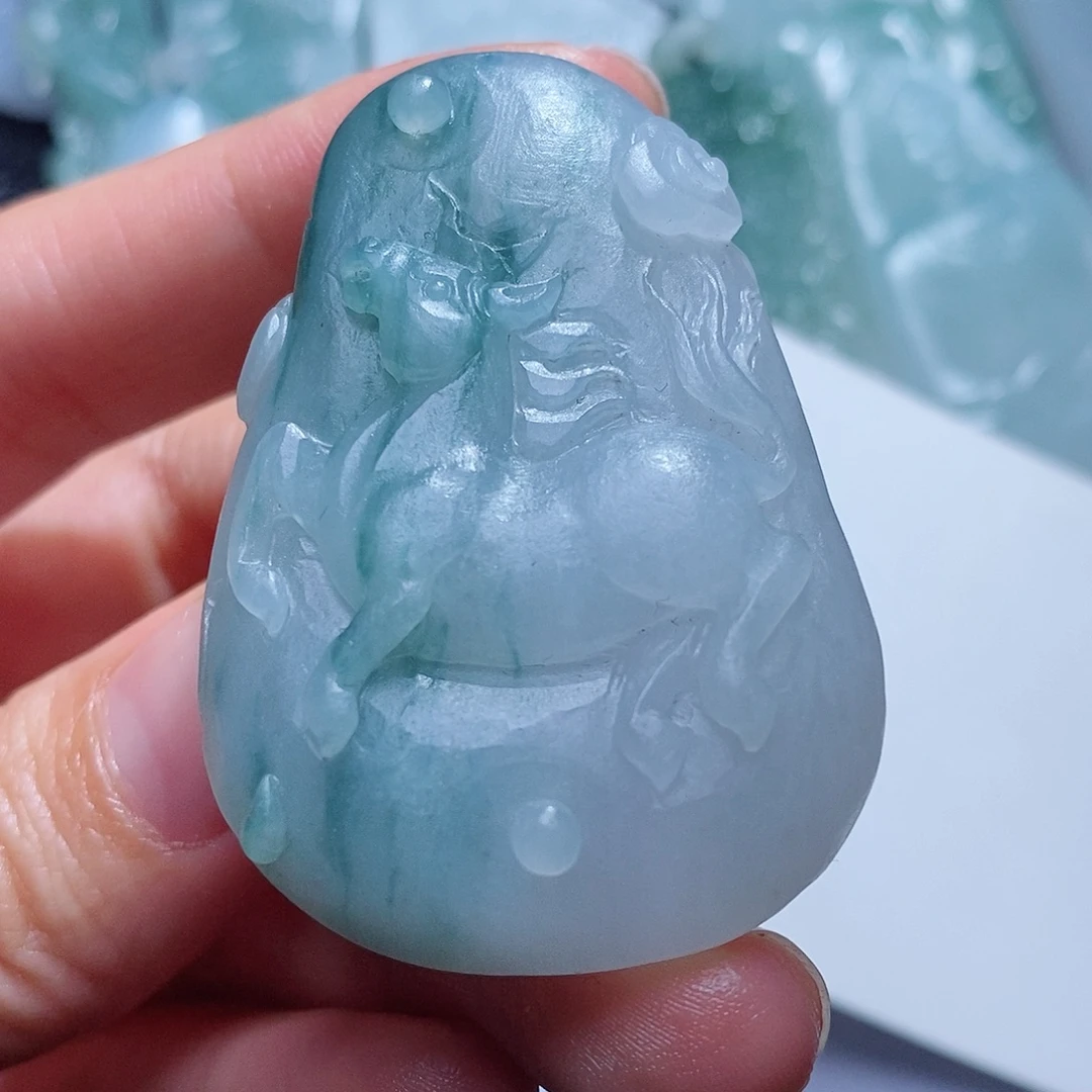 定制翡翠未镶嵌毛货付款后确认抛光