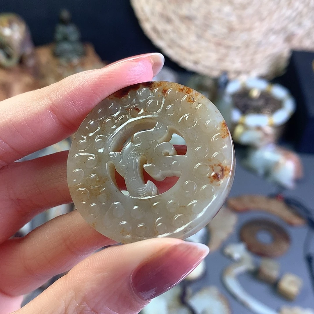 和田玉玉壁未镶嵌板**姐