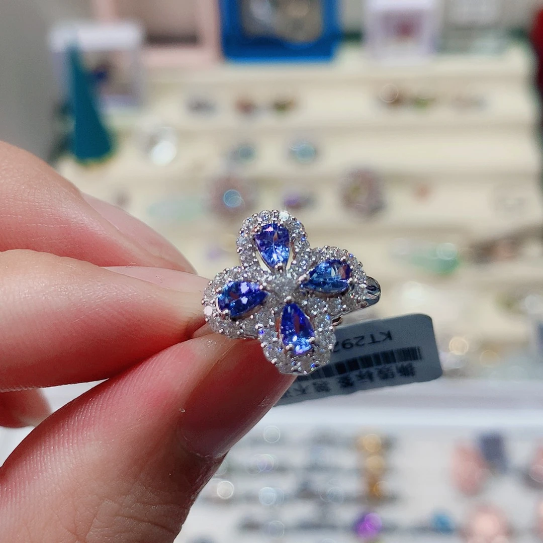 戒指戒指银S925镶嵌坦桑石