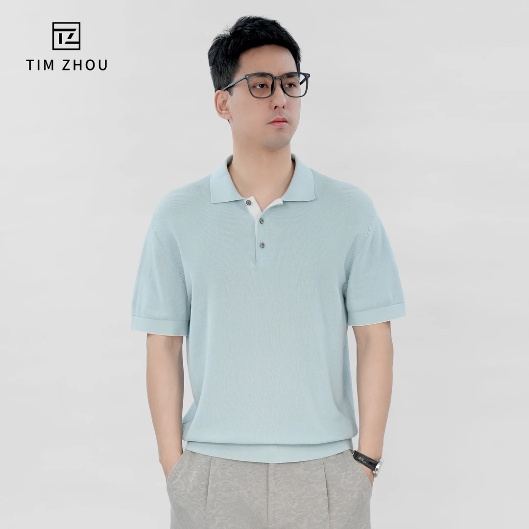 TIM ZHOU夏季新款纯棉polo翻领衫商务休闲简约舒适透气纯色百搭