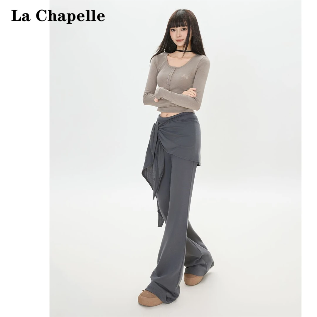 La Chapelle/拉夏贝尔低腰微喇休闲裤女2025早秋修身显瘦喇叭裤