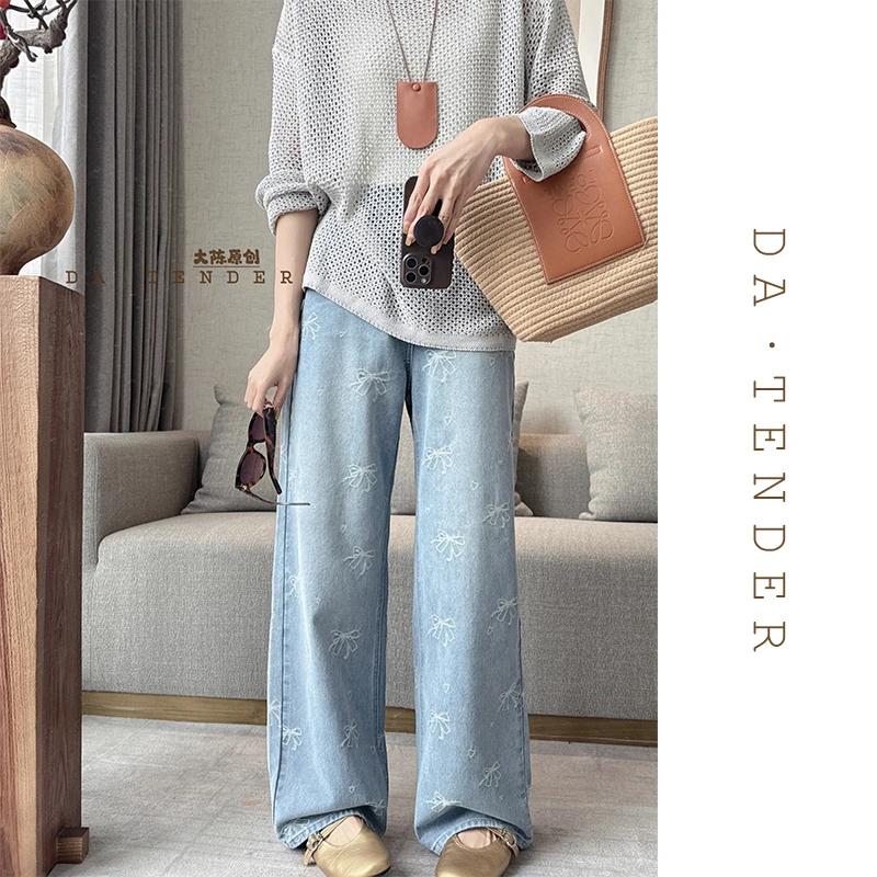 DA【清】星海蝴蝶直筒牛仔裤-DN5001