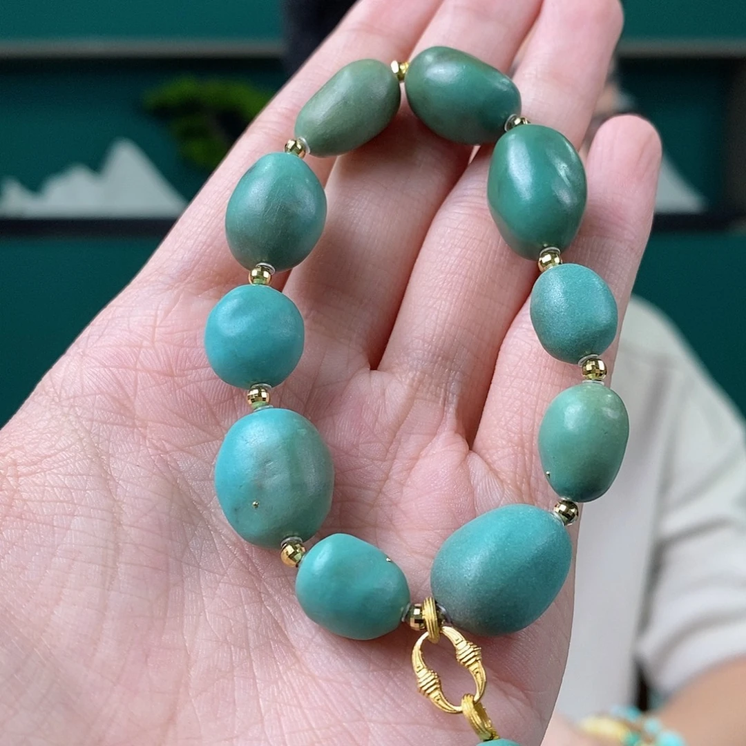 绿松石18K金镶嵌珠宝奇石