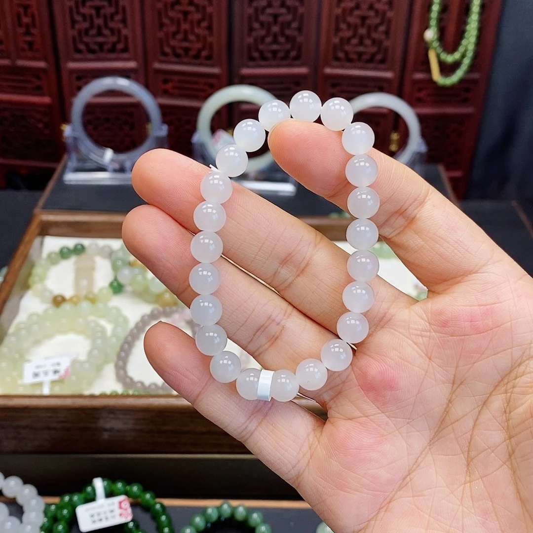 和田玉手串未镶嵌白玉8