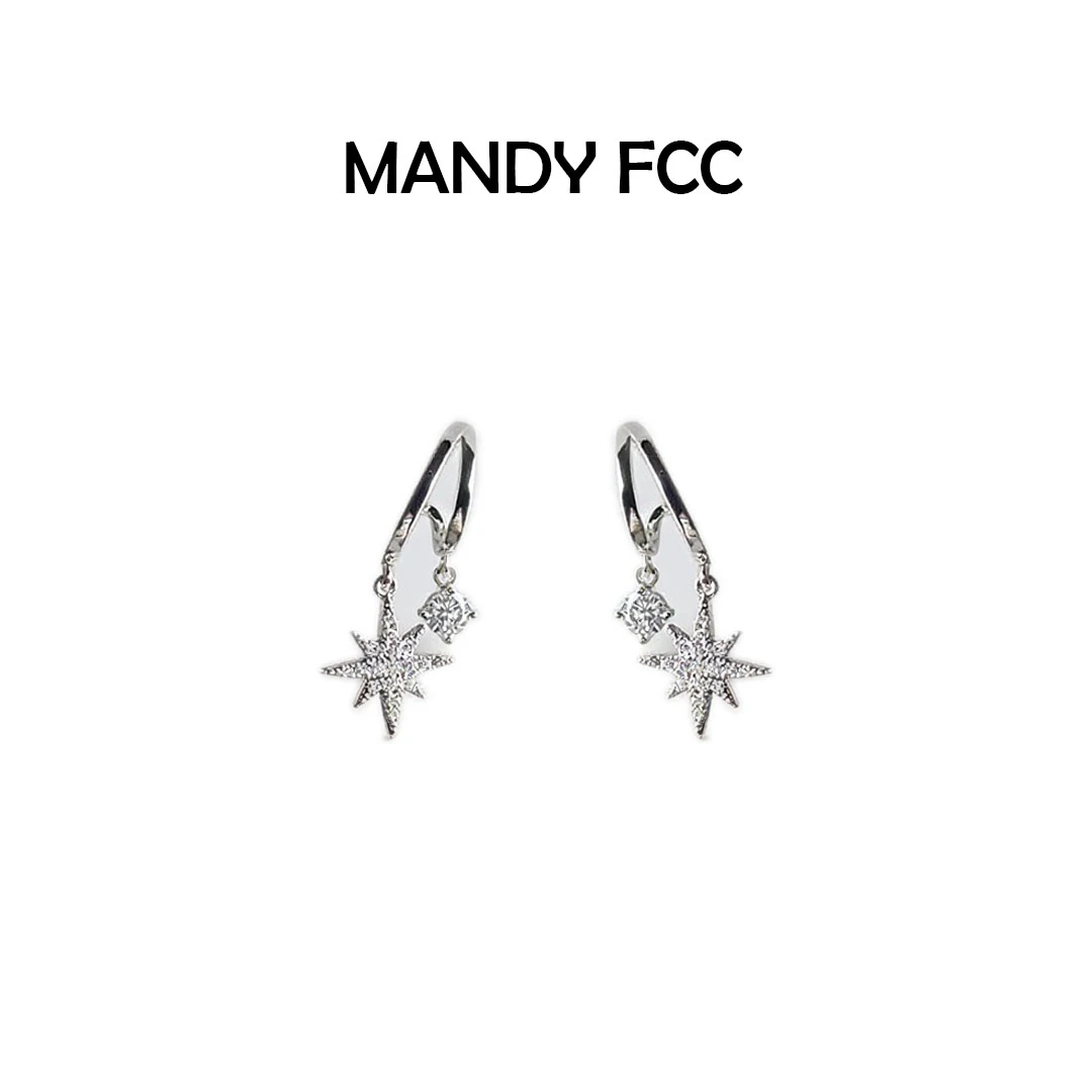 铜合金耳饰 【六芒星】耳钉女日韩时尚简约镶钻星星不对称精致耳坠