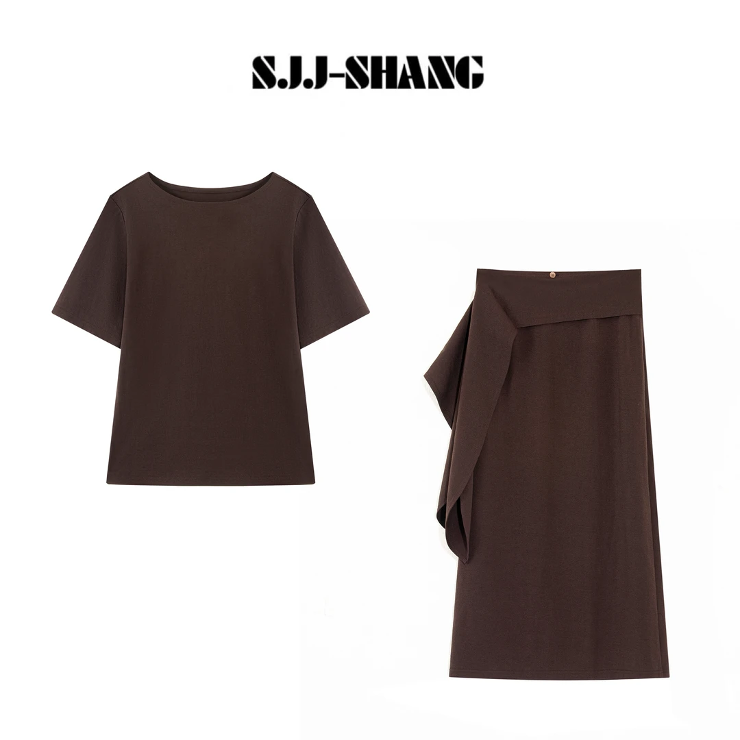 SJJ-SHANG【可可系列】25早秋新品重磅棉气质针织纹路套装q135177p