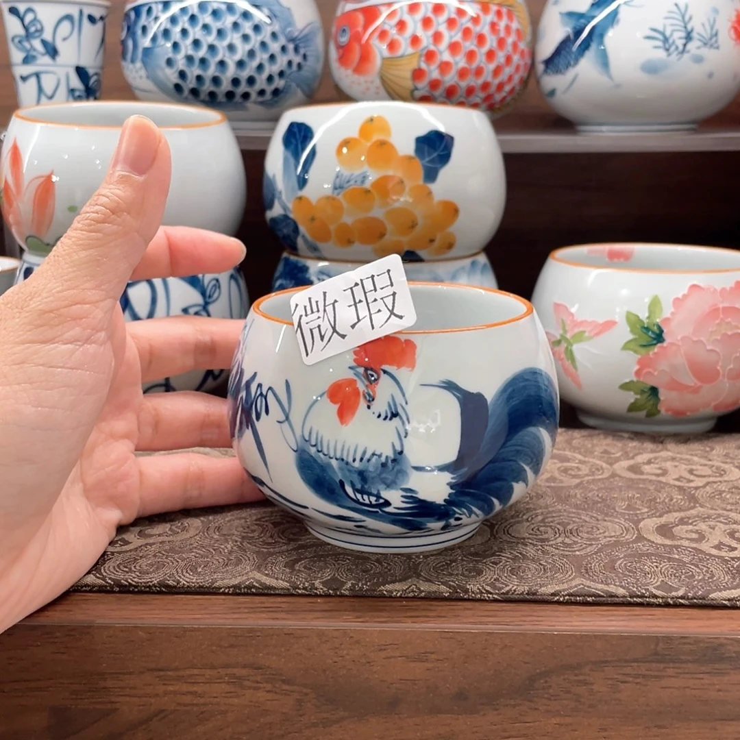 釉下手绘茶具微瑕