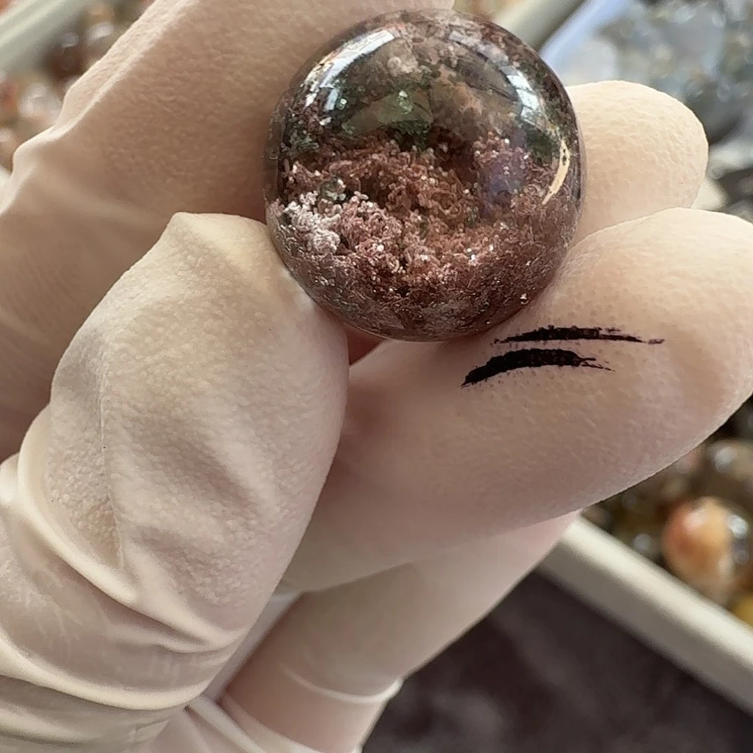 粉幽灵15.8mm打孔不退换未镶嵌水晶哆****梦
