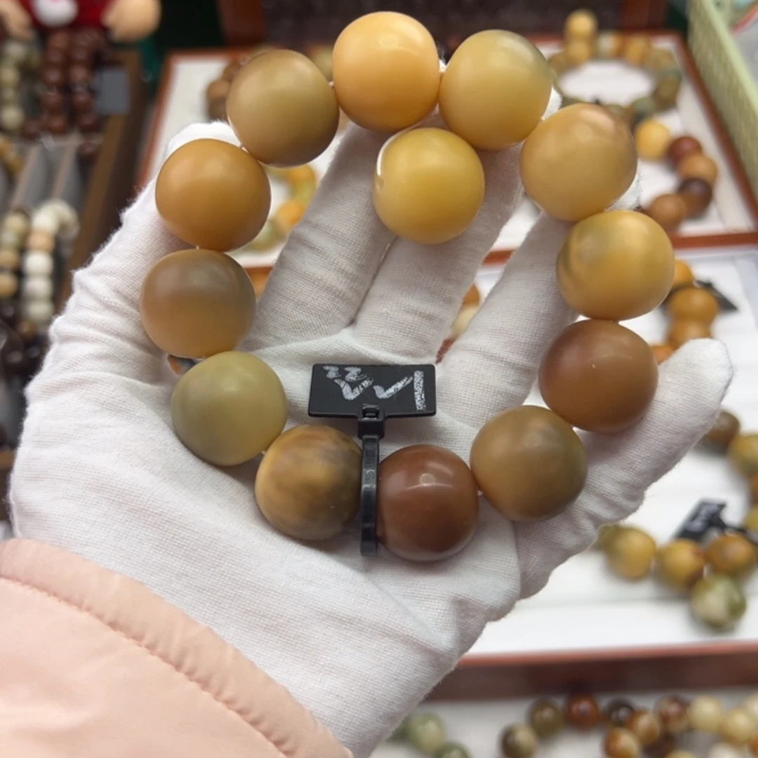 菩提根/象牙果手串卡22圆珠干磨微微瑕