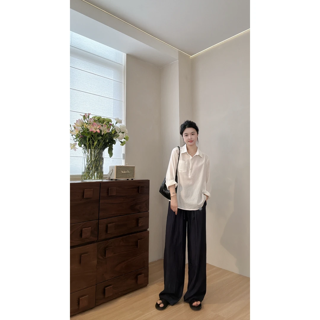 miss muzi “空气凉凉裤”松弛慵懒风垂坠显瘦清凉透气休闲直筒裤女