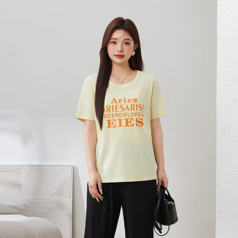 采多宝大码女装宽松显瘦美式冰凉感短袖上衣潮T恤 EXZ5123