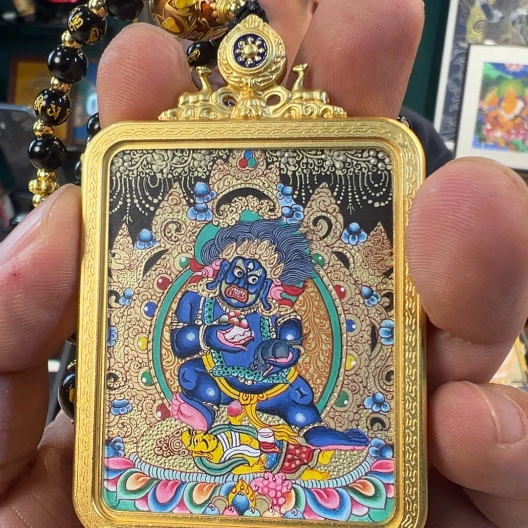 吊坠纯手绘唐卡黑财