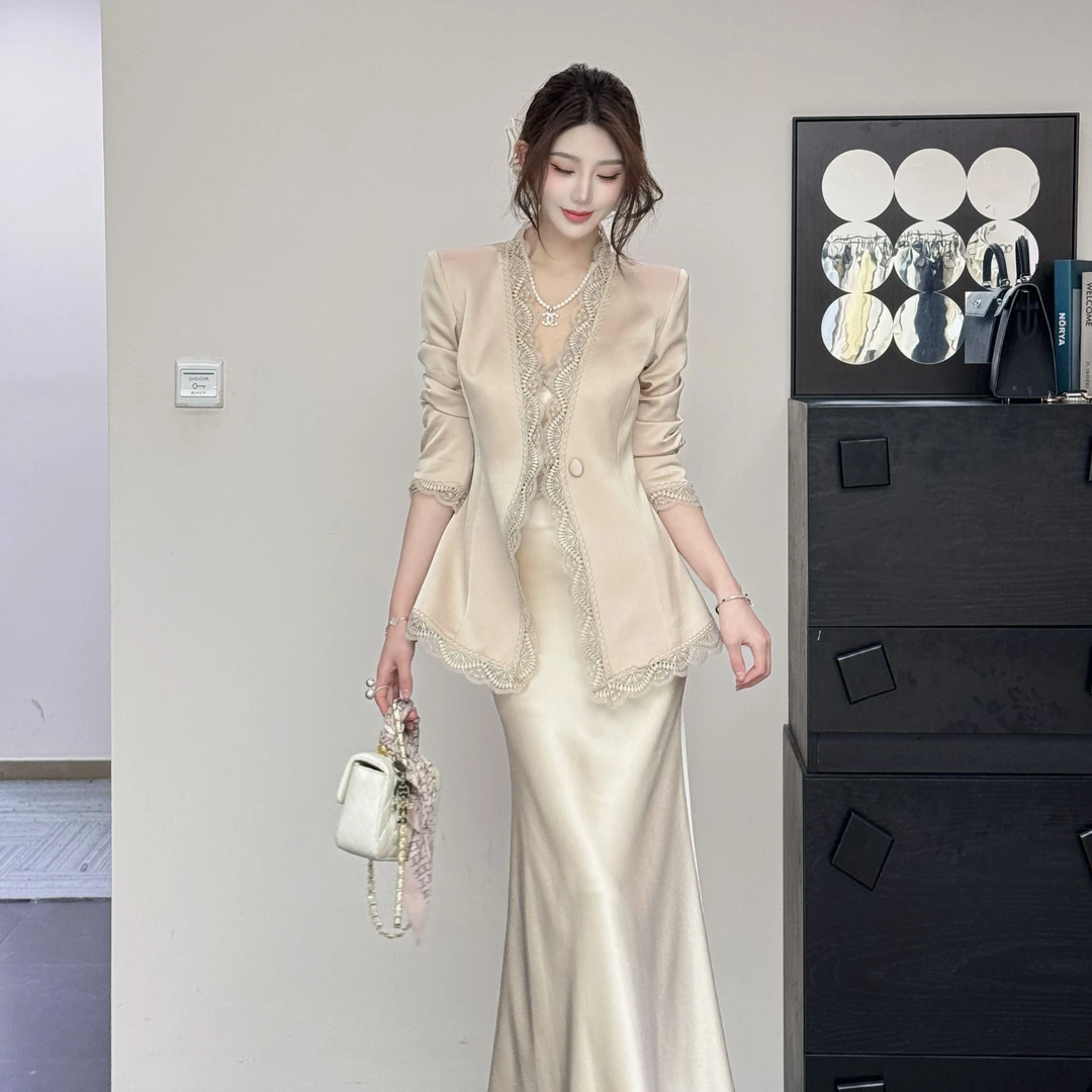 【精选优品】新款气质时尚法式小众长袖显瘦套装25234+25234-1