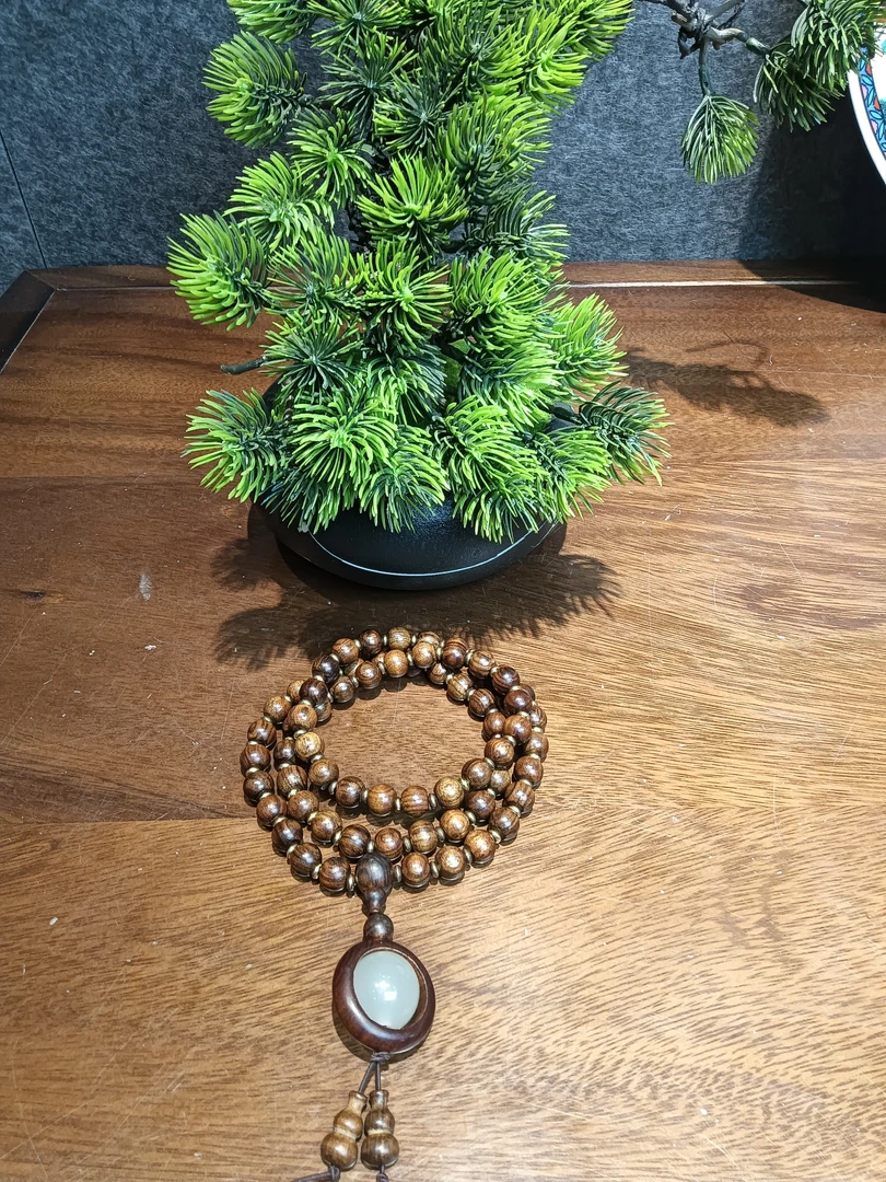 黄色花梨108珠颈链