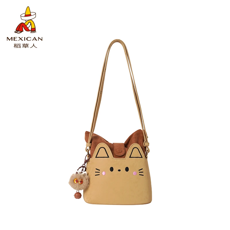稻草人秋冬新款猫咪蝴蝶结可爱精致斜挎包包
