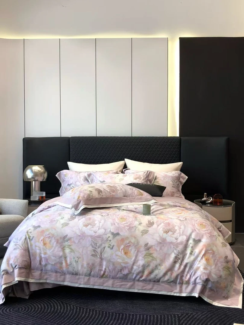 【辛西娅−豆沙】高奢活性数码印花高支高密全棉配高端奢华床品