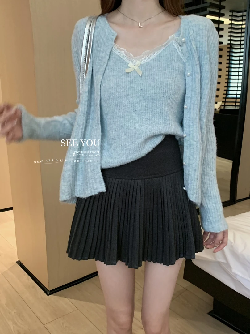 FY百搭通勤百褶高腰显瘦a字半身裙时尚