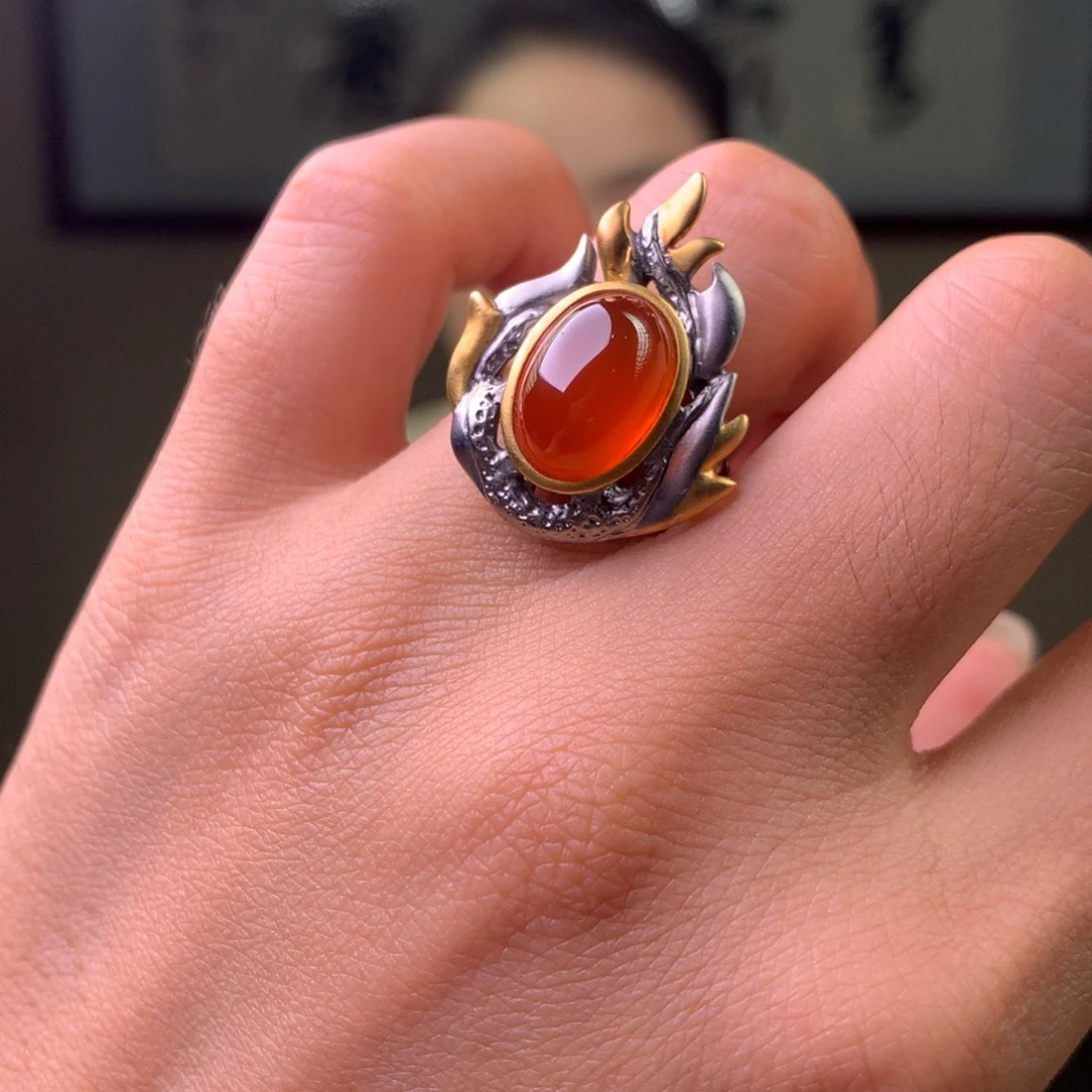 冰***薇南红玛瑙未镶嵌南红玛瑙冰红戒指