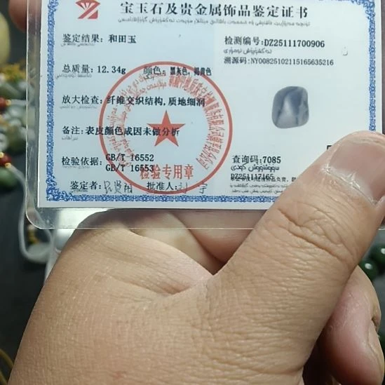和田玉未镶嵌颈饰证书专拍