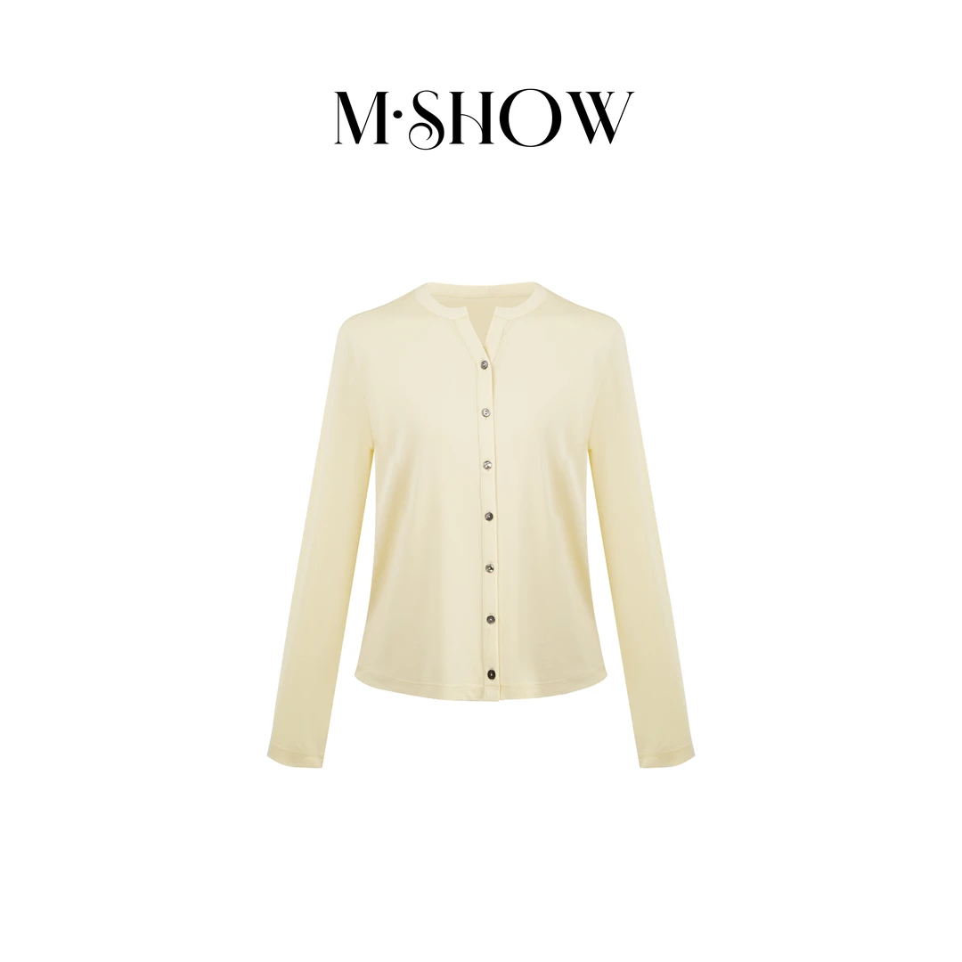 【针织真丝】100%桑蚕丝150克重加捻弹力圆领女士真丝开衫5112T