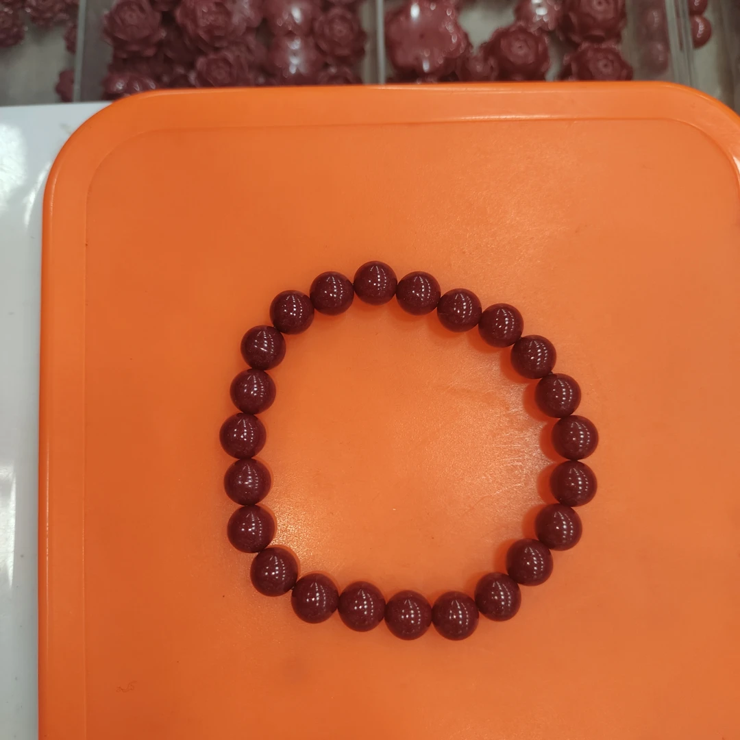 含辰砂工艺品高含量辰砂 紫金砂卡8mm手串 支持国检