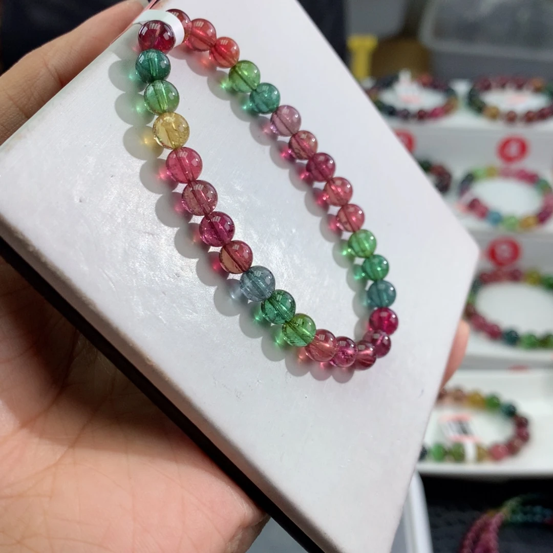 未镶嵌手链碧玺       6mm。