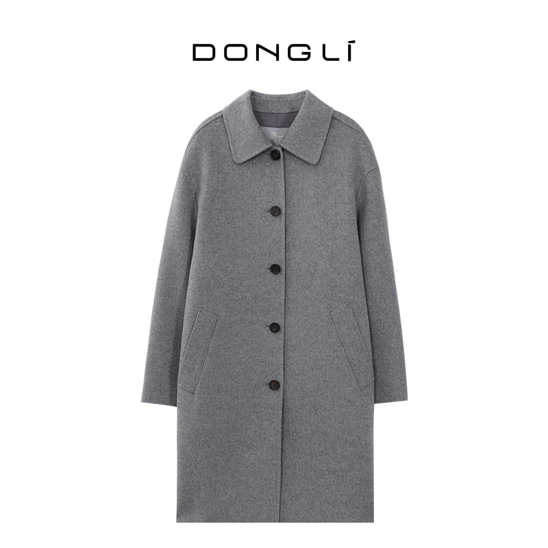 东黎 山羊绒 女士中长款翻领大衣4A88