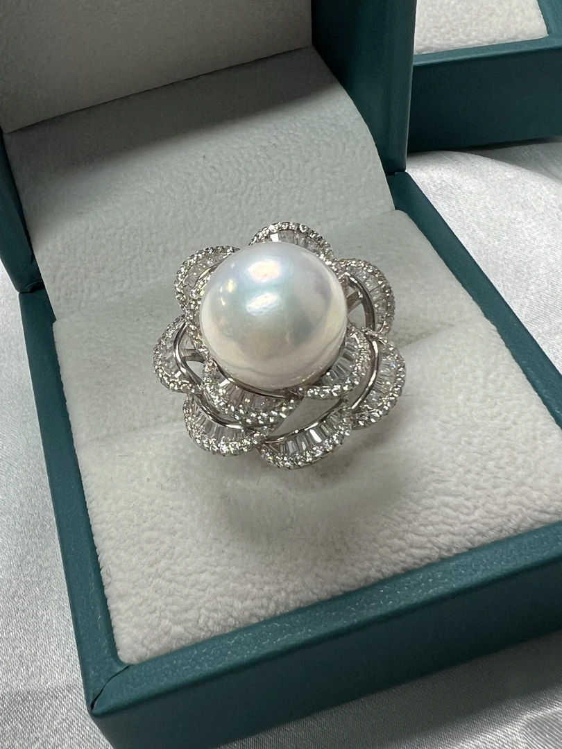 【WE-Z3619】14-15MM超大淡水极光戒指简单花瓣设计款