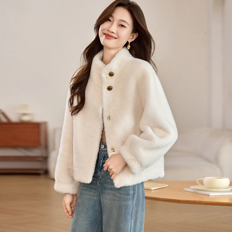 【直播爆款】小个子短款羊毛外套女秋冬新款立领毛呢短外套加厚外搭